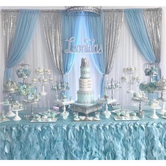 Silver Sequin Backdrop 2Panels 2FTx8FT Christmas Party Backdrop Curtains Glitter - Picture 2 of 6